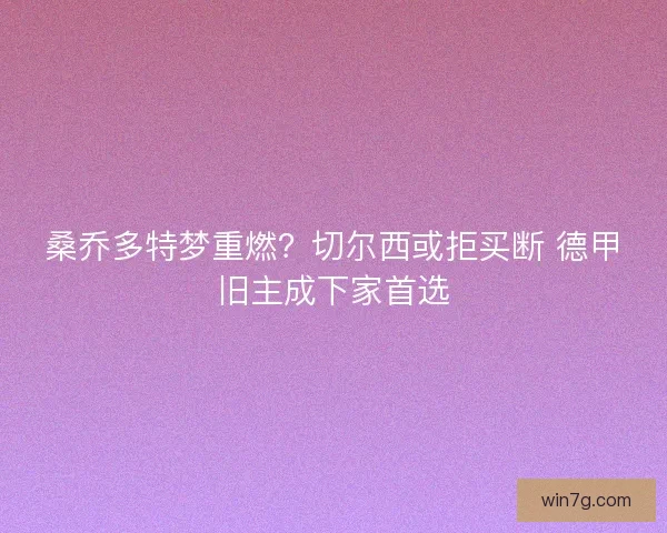 桑乔多特梦重燃？切尔西或拒买断 德甲旧主成下家首选