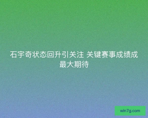 石宇奇状态回升引关注 关键赛事成绩成最大期待